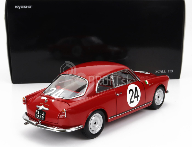 Kyosho Alfa romeo Giulietta Sv Sprint Veloce N 24 Targa Florio 1958 N.todaro - R.barbato 1:18 červená