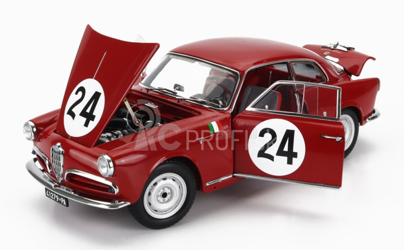 Kyosho Alfa romeo Giulietta Sv Sprint Veloce N 24 Targa Florio 1958 N.todaro - R.barbato 1:18 červená