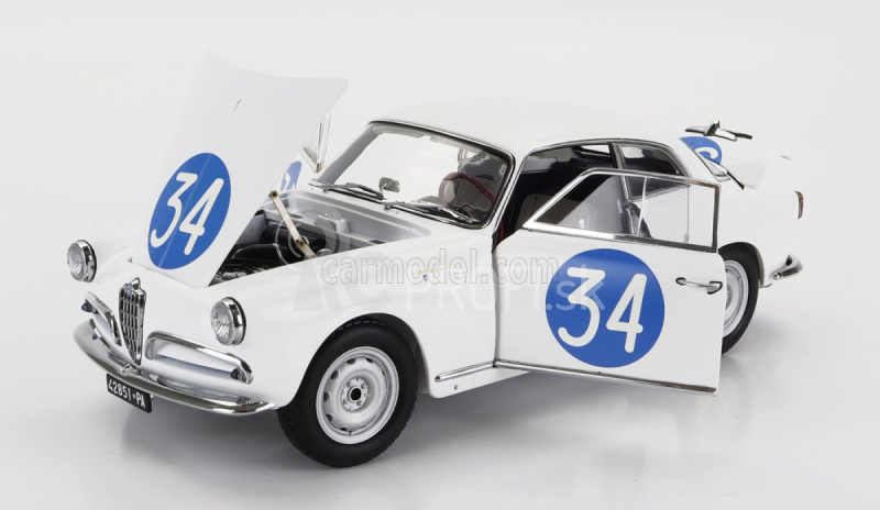 Kyosho Alfa romeo Giulietta Sv Sprint Veloce N 34 Targa Florio 1960 Emanuele - Aldebaran (checco D'angelo) 1:18 Biela