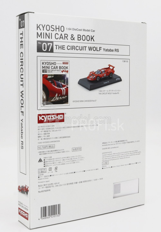 Kyosho Ferrari Dino 206 N 17 Racing 1967 s knihou - The Circuit Wolf - Yatabe Rs - Manga Movie 1:64 červená