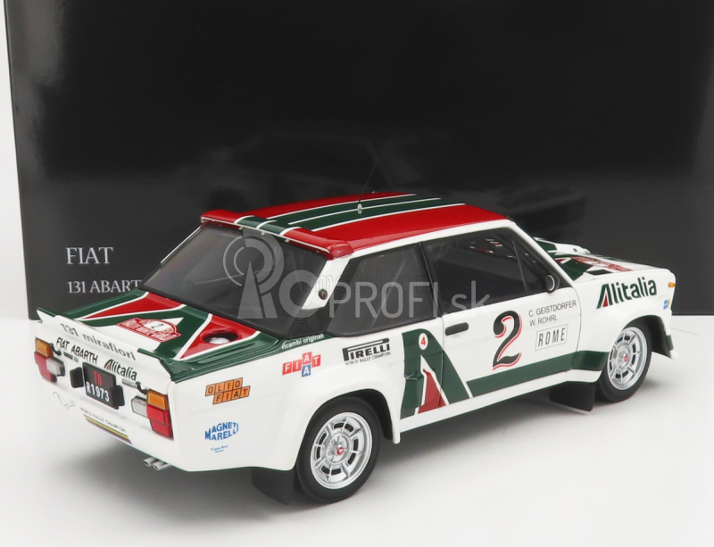 Kyosho Fiat 131 Abarth Alitalia N 2 Rally Montecarlo 1978 W.rohrl - C.geistdorfer 1:18 Biela zelená červená