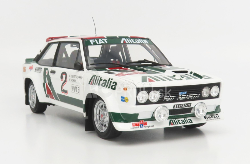 Kyosho Fiat 131 Abarth Alitalia N 2 Rally Montecarlo 1978 W.rohrl - C.geistdorfer 1:18 Biela zelená červená