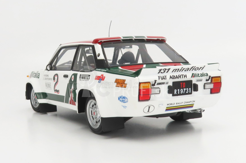 Kyosho Fiat 131 Abarth Alitalia N 2 Rally Montecarlo 1978 W.rohrl - C.geistdorfer 1:18 Biela zelená červená