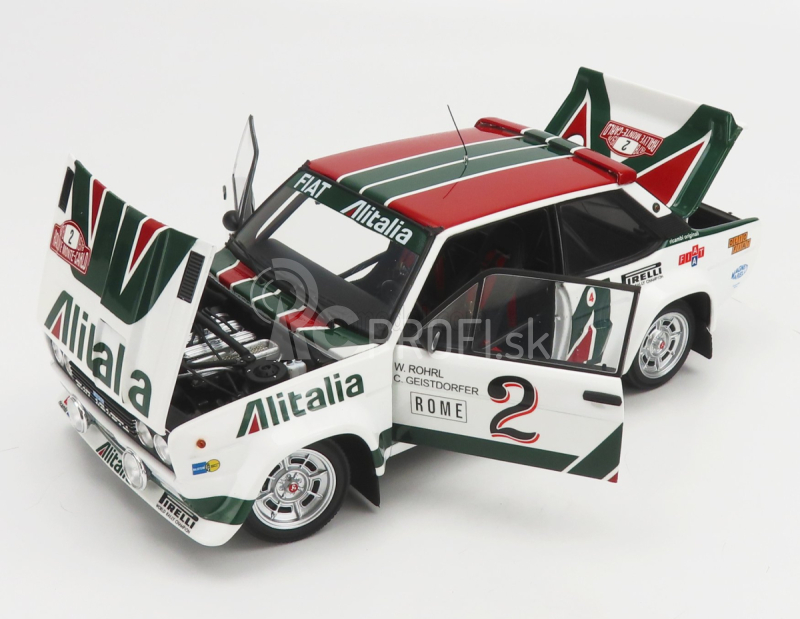 Kyosho Fiat 131 Abarth Alitalia N 2 Rally Montecarlo 1978 W.rohrl - C.geistdorfer 1:18 Biela zelená červená