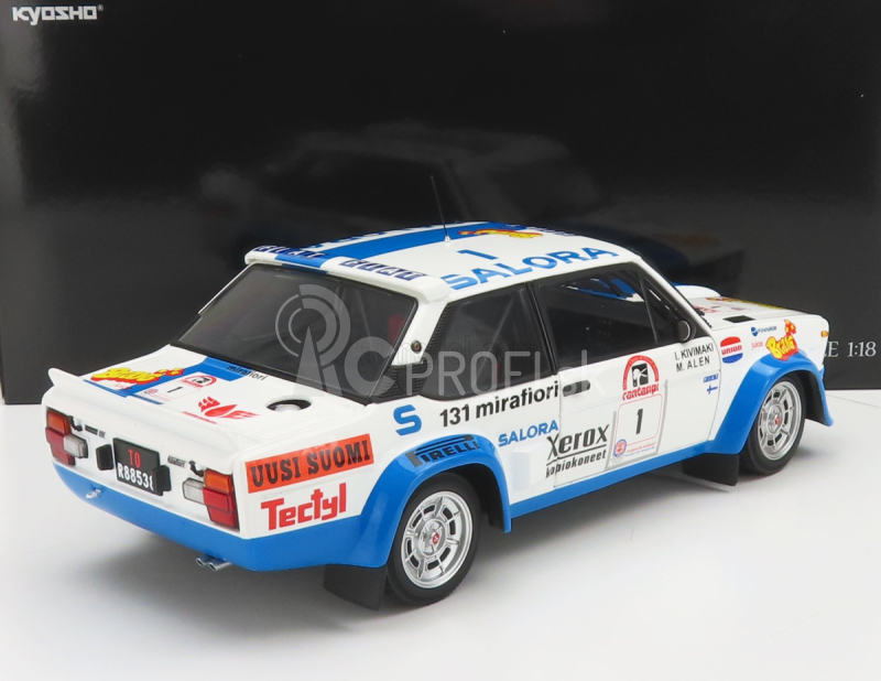 Kyosho Fiat 131 Abarth N 1 Winner Rally 1000 Lakes 1980 M.alen - I.kivimaki 1:18 White Blue