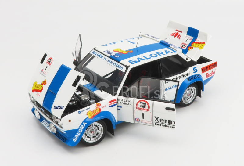 Kyosho Fiat 131 Abarth N 1 Winner Rally 1000 Lakes 1980 M.alen - I.kivimaki 1:18 White Blue