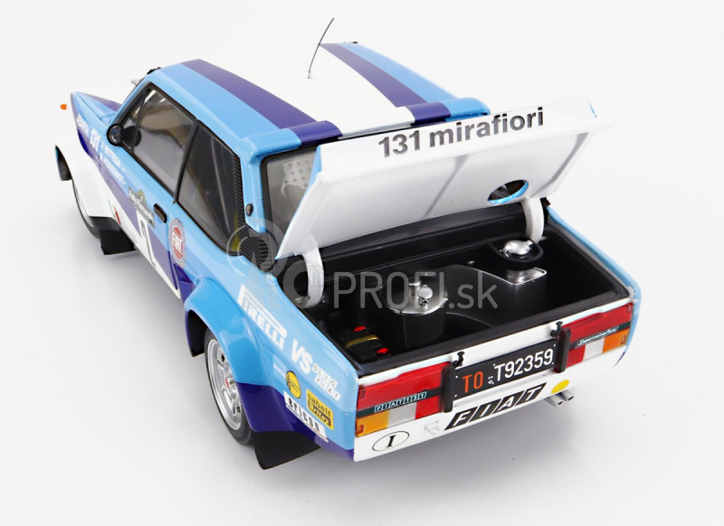 Kyosho Fiat 131 Abarth N 2 Winner Rally Piancavallo 1981 A.bettega - M.perissinot 1:18 Biela Modrá