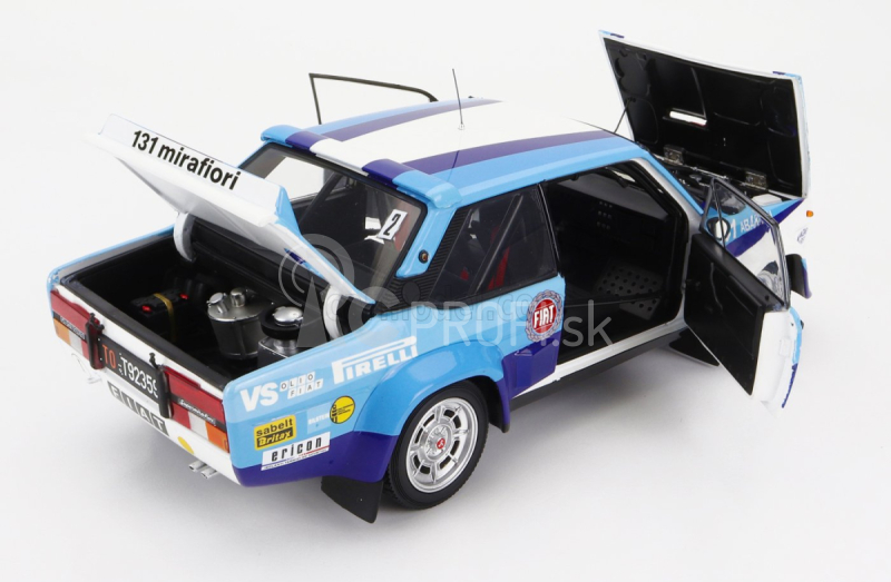 Kyosho Fiat 131 Abarth N 2 Winner Rally Piancavallo 1981 A.bettega - M.perissinot 1:18 Biela Modrá