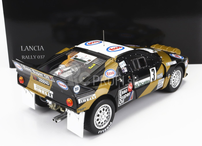 Kyosho Lancia 037 Grifone Esso N 3 Rally Targa Florio 1985 F.tabaton - L-tedeschini 1:18 Black Gold