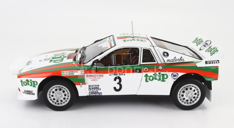 Kyosho Lancia 037 Totip N 3 Rally Isola D'elba 1985 D.cerrato - G.cerri 1:18 Biela červená zelená