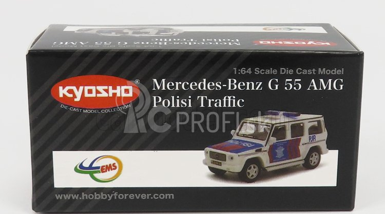 Kyosho Mercedes benz triedy G G55 Amg Polisi Traffic 2018 1:64 Biela červená modrá