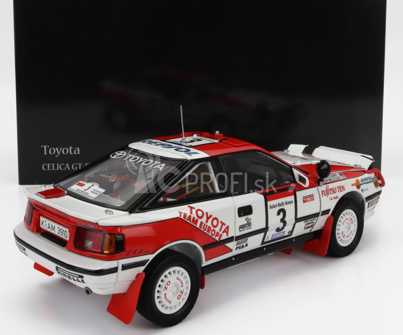 Kyosho Toyota Celica Gt-four St165 (nočná verzia) N 3 Winner Rally Safari Rally 1990 B.waldegard - F.gallagher 1:18 Biela červená