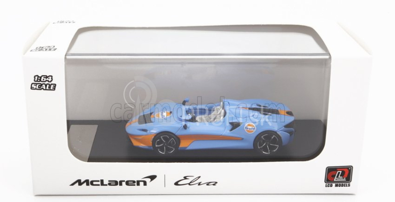 LCD model Mclaren Elva Gulf Livery 2020 1:64 Svetlo modrá oranžová