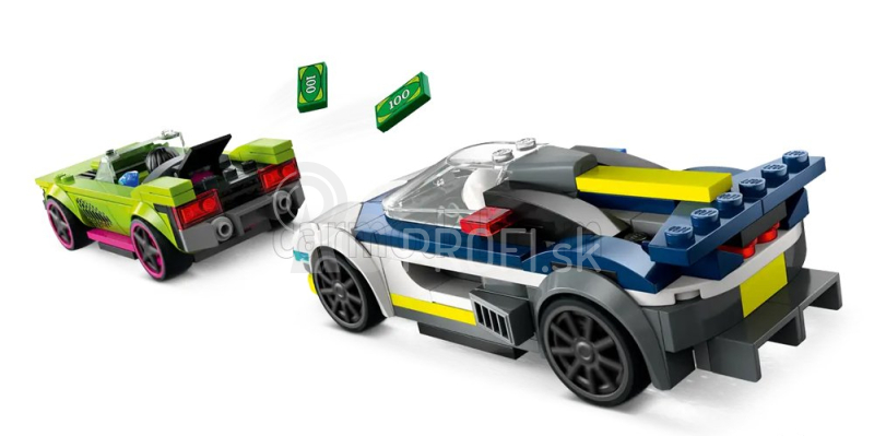 Lego Automobil Lego City - Policajné auto a svalnaté auto - 213 dielikov biela modrá zelená