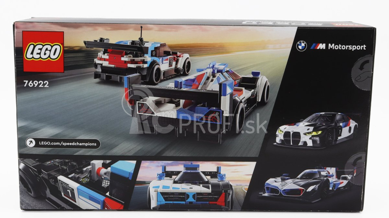 Lego BMW Lego - Sada 2x Team M-motorsport 4-series M4 Gt3 + M Hybrid V8 2023 - 676 Pezzi - 676 dielikov Modrá biela čierna červená