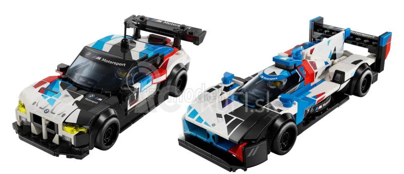 Lego BMW Lego - Sada 2x Team M-motorsport 4-series M4 Gt3 + M Hybrid V8 2023 - 676 Pezzi - 676 dielikov Modrá biela čierna červená