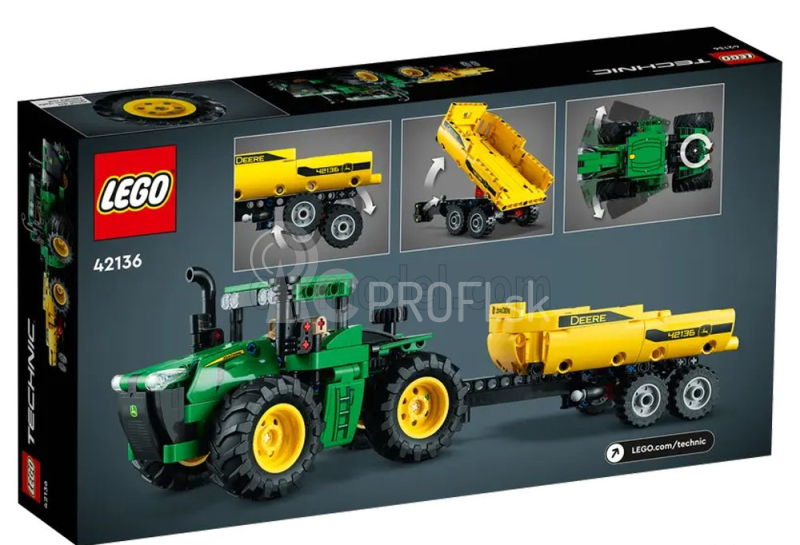 Lego John deere Lego Technic - 9620r 4wd Traktor s prívesom 2018 - 390 Pezzi - 390 dielikov zeleno žltá