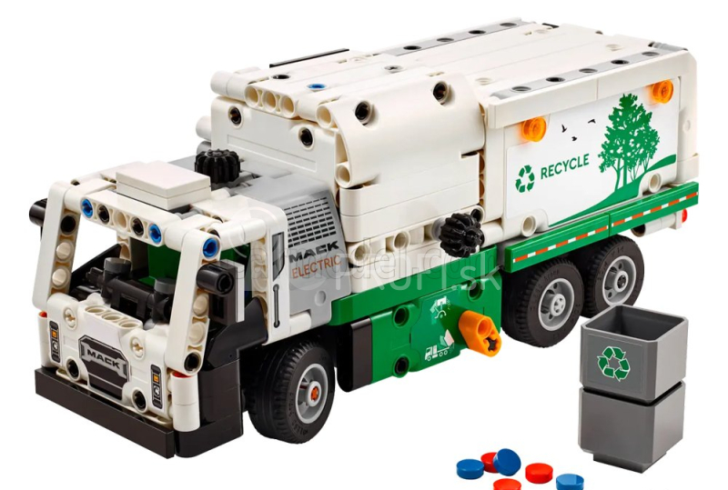 Lego Mack Lego Technic - Lr Elektrické smetiarske auto Raccolta Rifiuti Urbani - 252 dielikov Bielozelená