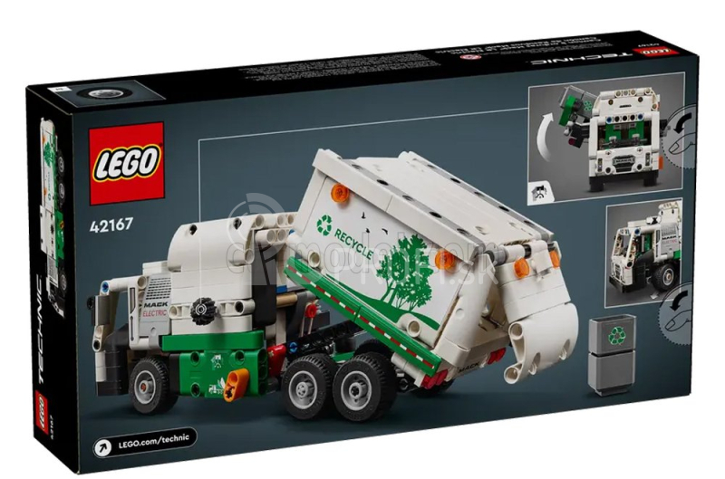 Lego Mack Lego Technic - Lr Elektrické smetiarske auto Raccolta Rifiuti Urbani - 252 dielikov Bielozelená