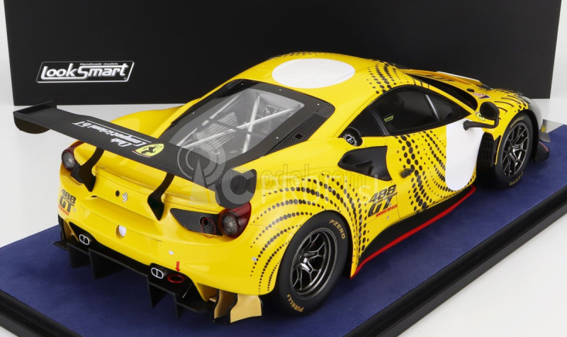 Looksmart Ferrari 488 Gt Modificata Club Competizioni Gt 2020 - Con Vetrina - S vitrínou 1:18 Yellow Glossy Grey