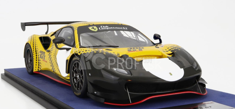 Looksmart Ferrari 488 Gt Modificata Club Competizioni Gt 2020 - Con Vetrina - S vitrínou 1:18 Yellow Glossy Grey