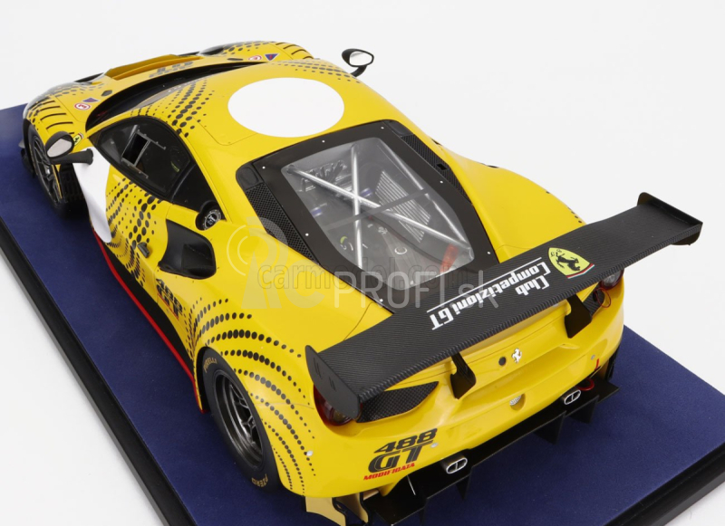 Looksmart Ferrari 488 Gt Modificata Club Competizioni Gt 2020 - Con Vetrina - S vitrínou 1:18 Yellow Glossy Grey