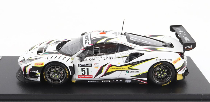 Looksmart Ferrari 488 Gt3 Evo 3.9l Turbo V8 Team Iron Lynx N 51 9. 24h Spa 2022 James Calado - Miguel Molina - Nicklas Nielsen 1:43 Biela čierna