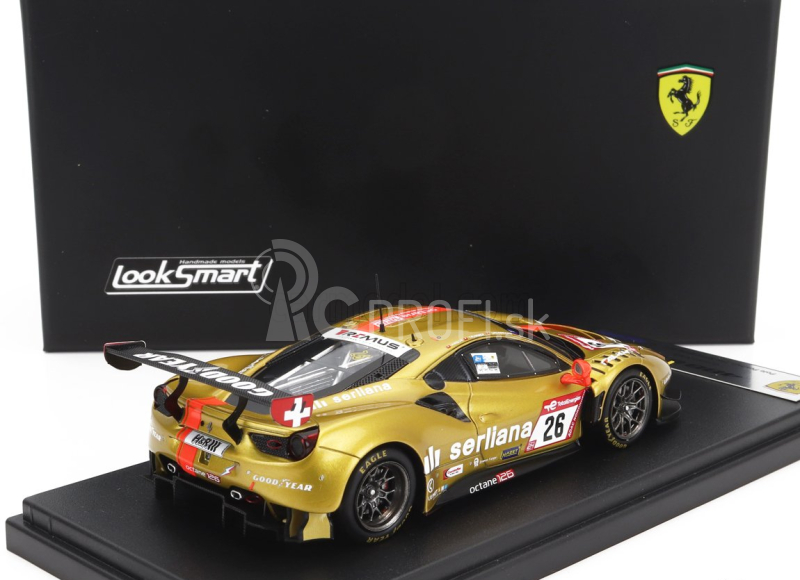 Looksmart Ferrari 488 Gt3 Evo 3.9l Turbo V8 Team Octane126 Serliana N 26 Pole Position 24h Nurburgring 2022 Bjorn Grossmann - Jonathan Hirschi - Luca Ludwig - Simon Trummer 1:43 Gold Met