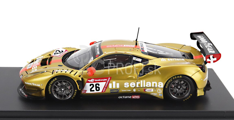 Looksmart Ferrari 488 Gt3 Evo 3.9l Turbo V8 Team Octane126 Serliana N 26 Pole Position 24h Nurburgring 2022 Bjorn Grossmann - Jonathan Hirschi - Luca Ludwig - Simon Trummer 1:43 Gold Met