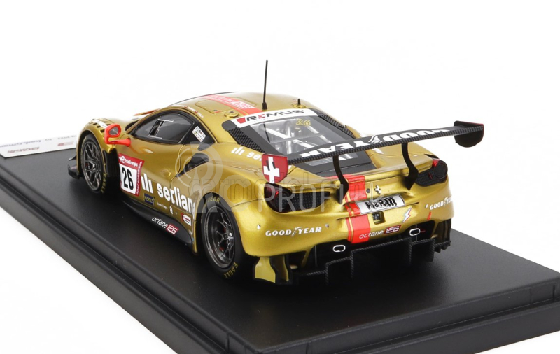 Looksmart Ferrari 488 Gt3 Evo 3.9l Turbo V8 Team Octane126 Serliana N 26 Pole Position 24h Nurburgring 2022 Bjorn Grossmann - Jonathan Hirschi - Luca Ludwig - Simon Trummer 1:43 Gold Met