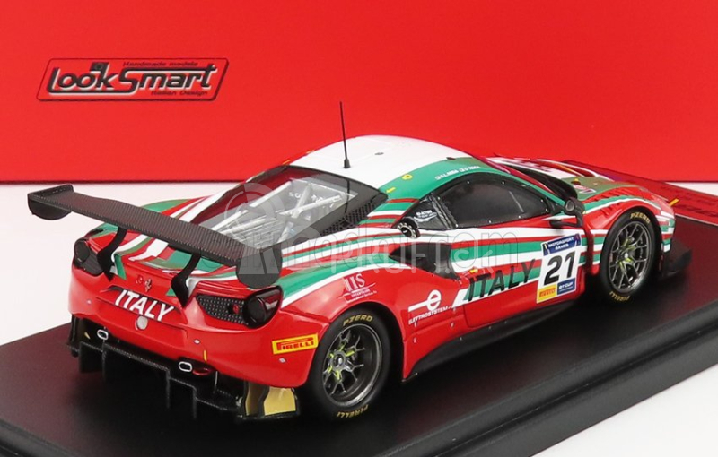 Looksmart Ferrari 488 Gt3 Italy Team N 21 8h Fia Motorsport Games Gt Cup Vallelunga 2019 Gianluca Roda - Giorgio Roda 1:43 Červená talianska vlajka