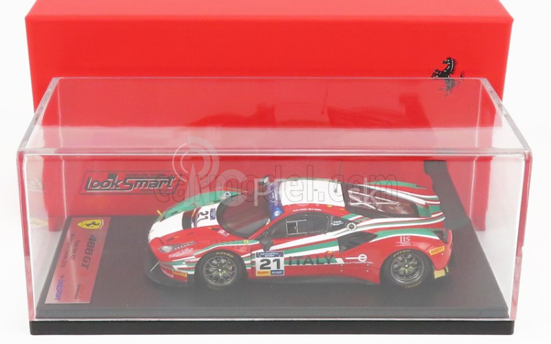 Looksmart Ferrari 488 Gt3 Italy Team N 21 8h Fia Motorsport Games Gt Cup Vallelunga 2019 Gianluca Roda - Giorgio Roda 1:43 Červená talianska vlajka