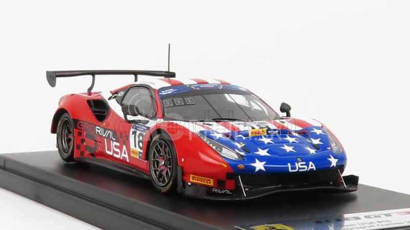 Looksmart Ferrari 488 Gt3 Usa Team N 18 8h Fia Motorsport Games Gt Cup Vallelunga 2019 Robert Ferriol - Spencer Pumpelly 1:43 Red Flag Usa