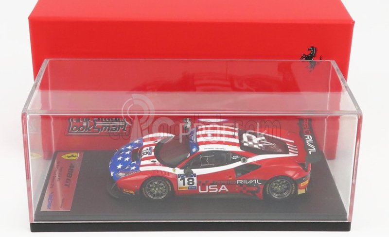 Looksmart Ferrari 488 Gt3 Usa Team N 18 8h Fia Motorsport Games Gt Cup Vallelunga 2019 Robert Ferriol - Spencer Pumpelly 1:43 Red Flag Usa