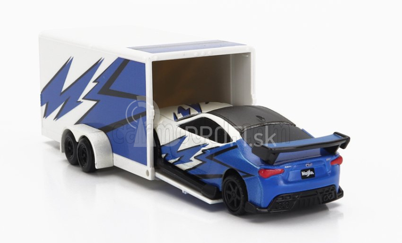 Maisto Chevrolet 1500 Pick-up With Trailer Car Transporter + Subaru Brx 2019 1:64 modro-biela