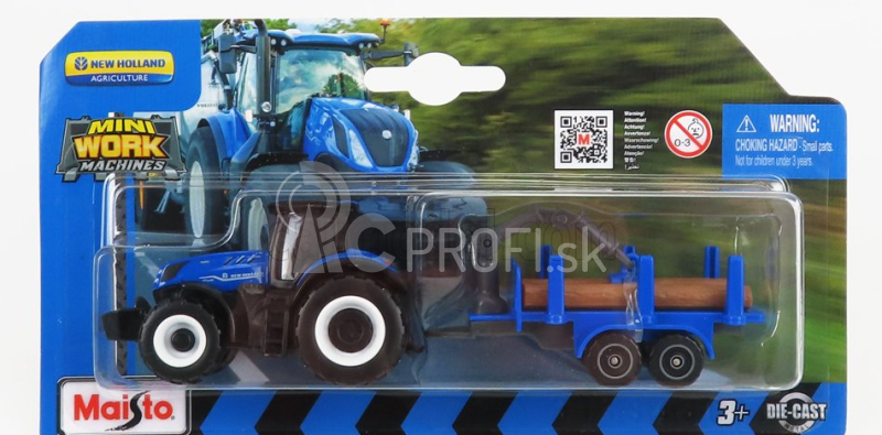 Maisto New holland T7-315 Tractor With Trailer 2018 1:64 modrá