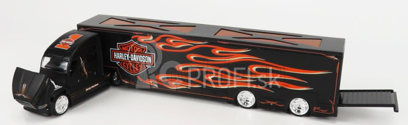 Maisto Truck H-d Haulers Truck Harley Davidson Car Transporter 2021 1:64 Black