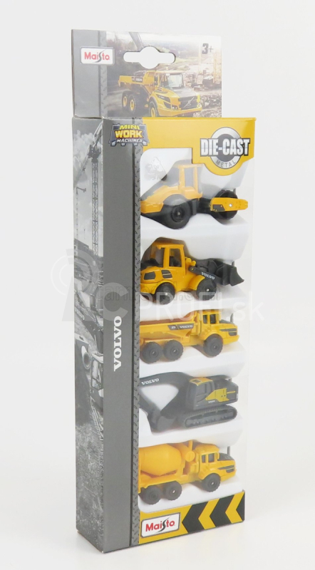 Maisto Volvo Set 5x Movimento Terra Scraper Excavator Truck 1:87 žlto-čierna