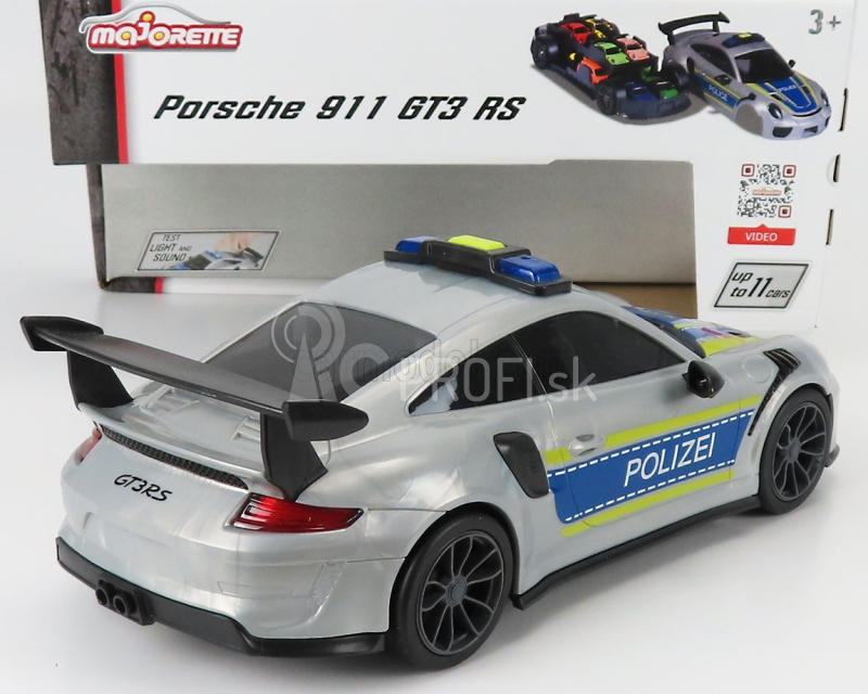 Majorette Porsche 911 991 Gt3 Rs Coupe Polizei 2013 + 911 Gt3 Rs v mierke 1:16 strieborná modrá