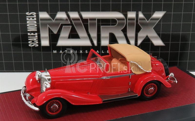 Matrix modely v mierke Mercedes benz 500k By Corsica Dhc Cabriolet Open 1935 1:43 Červená