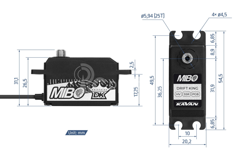 MIBO Drift King LP Programovateľné (RWD Drift Spec/18.0kg/8.4V) Bezkartáčové servo