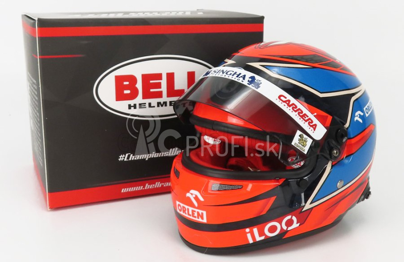 Mini prilba Bell helma F1 Casco Prilba Alfa Romeo C41 Team Orlen Racing N 7 Italy Imola Gp 2021 Kimi Raikkonen 1:2 Red Light Blue