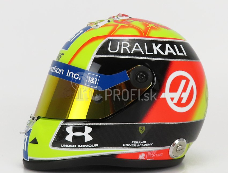 Mini prilba Schuberth prilba F1 Casco prilba Vf-21 Team Uralkali N 47 British Silverstone Gp 2021 Mick Schumacher 1:2 Zelená červená červená čierna žltá