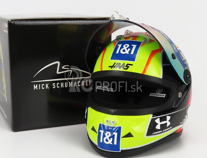 Mini prilba Schuberth prilba F1 Casco prilba Vf-21 Team Uralkali N 47 British Silverstone Gp 2021 Mick Schumacher 1:2 Zelená červená červená čierna žltá