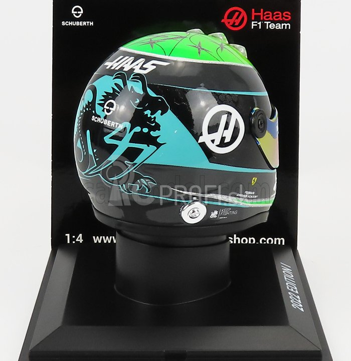 Mini prilba Schuberth prilba F1 Casco Prilba Vf-22 Team Haas N 47 Sezóna 2022 Mick Schumacher 1:4 Zelená čierna žltá