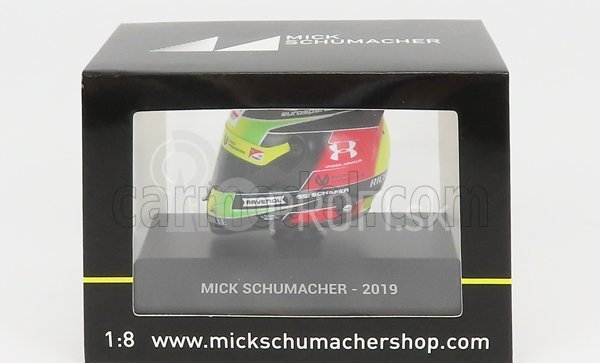 Mini prilba Schuberth prilba F2 Prilba Dallara Team Prema Racing N 9 Sezóna Mick Schumacher 2019 1:4 Žltá Zelená Červená Čierna