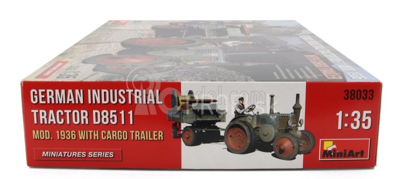 Miniart Lanz Bulldog D8511 Nemecký priemyselný traktor s nákladným prívesom 1936 1:35 /