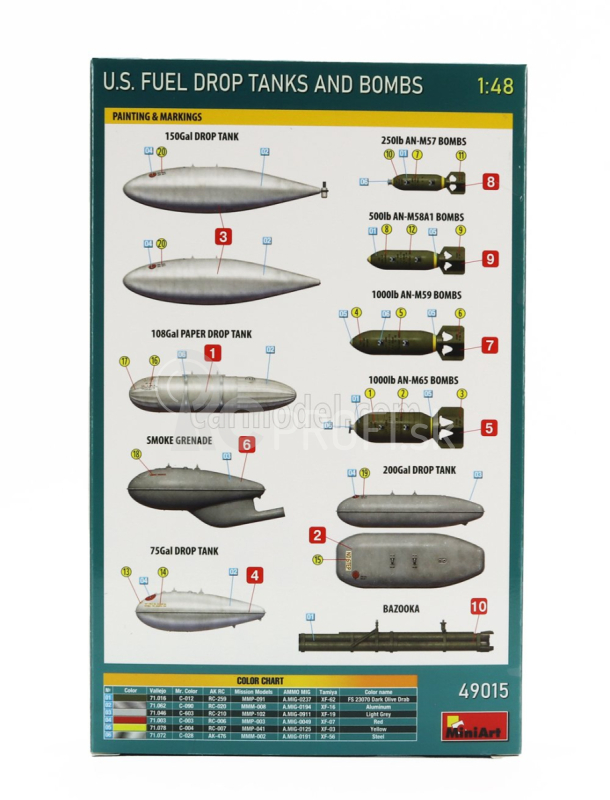 Miniart Príslušenstvo Vojenské americké palivové nádrže a bomby 1:48 /