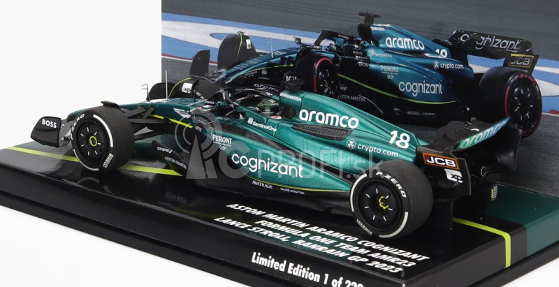 Minichamps Aston martin F1 Amr23 Team Aramco Cognizant N 18 6. Bahrain Gp 2023 Lance Stroll 1:43 Zelená