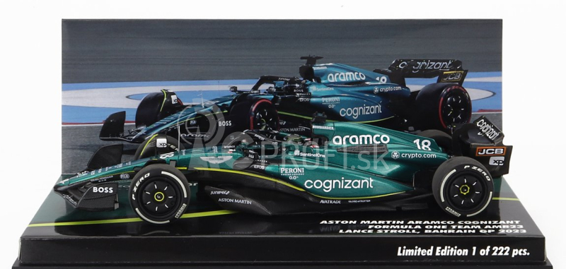 Minichamps Aston martin F1 Amr23 Team Aramco Cognizant N 18 6. Bahrain Gp 2023 Lance Stroll 1:43 Zelená